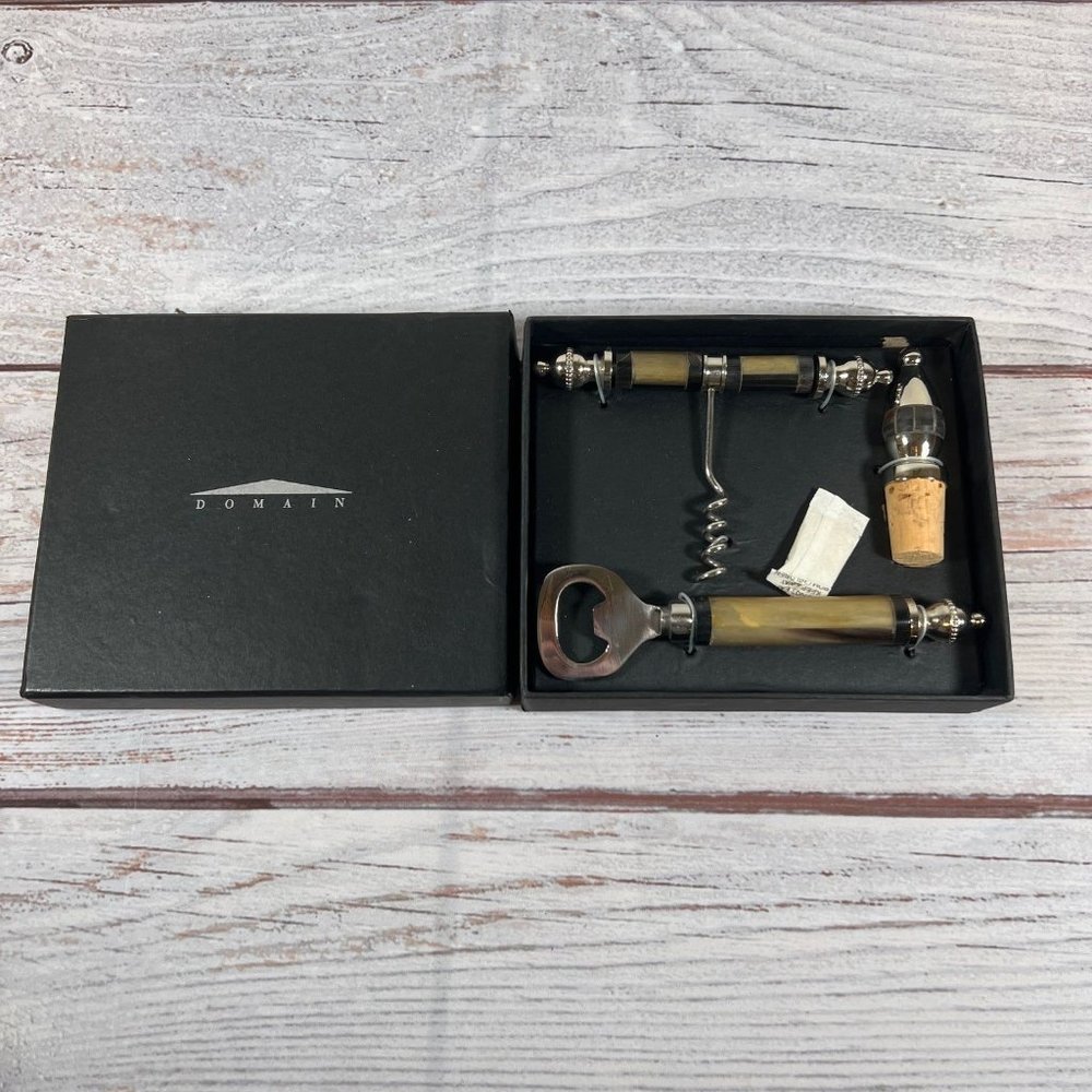 Domain Marble Wine Accessory Kit Bottle Opener Cork Stopper New